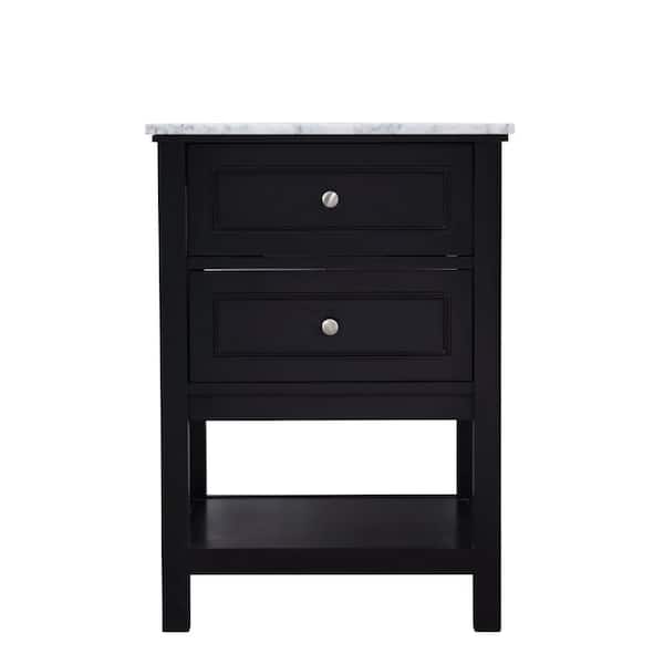 Unbranded Simply Living 24 in. W x 22 in. D x 33.75 in. H Bath Vanity in Black with Carrara White Marble Top