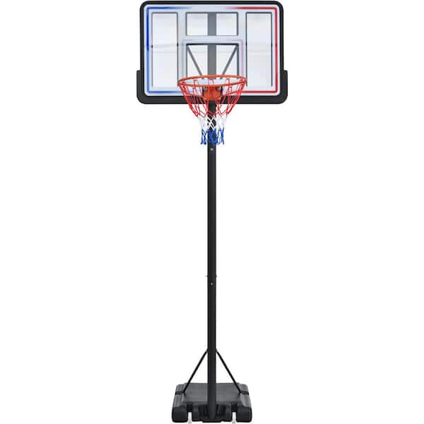 Cesicia 4.76 ft. to 10 ft. Black Metal Portable Basketball Hoop Height Adjustment with LED Lights