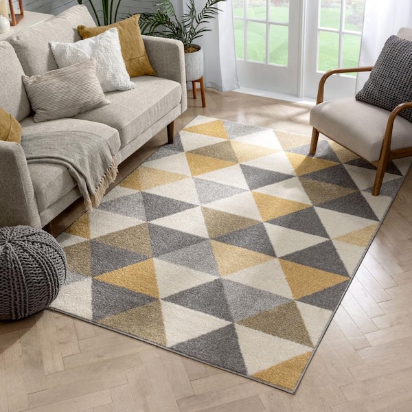 Mystic Alvin Gold Mid-Century Modern Geometric 9 ft. 3 in. x 12 ft. 3 in. Area Rug