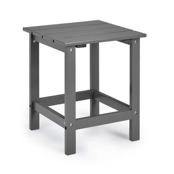 Gtnali Outdoor 15 in. Square Fir wood Slat Side Table, Gray