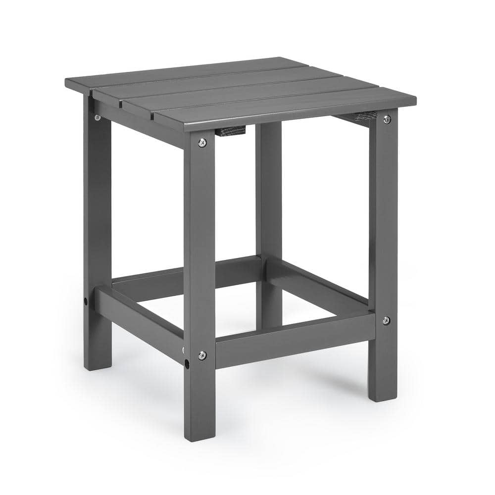 Outdoor 15 in. Square Fir wood Slat Side Table, Gray
