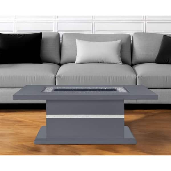 52.00 in. Gray Rectangle MDF, Faux Crystal Coffee Table