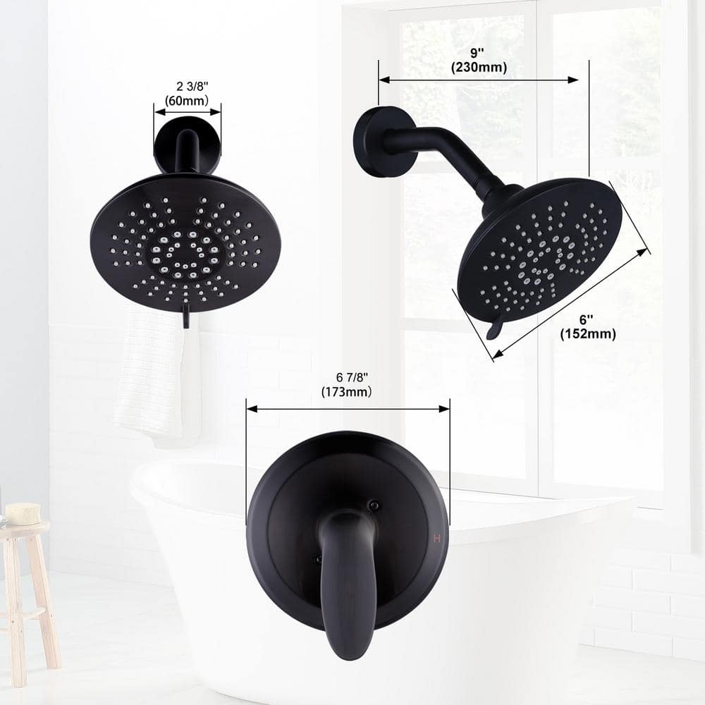 Matte Black Single Handle 5-Spray Wall Mounted Shower Faucet