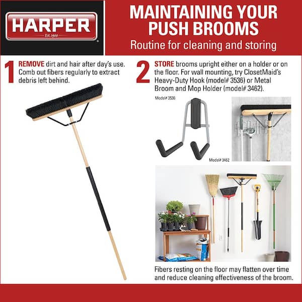 Harper 1435P1 Outdoor Heavy Duty Wet/Dry Hardwood 24 in Push Broom 