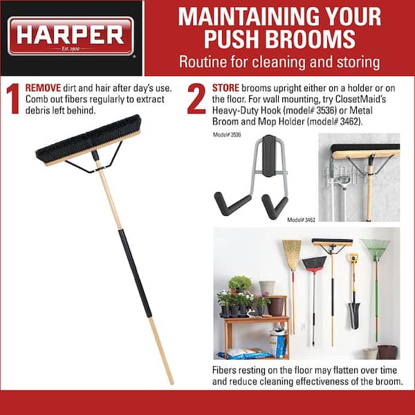 Harper 24 Inch Indoor Push Broom, Premium Heavy Duty Smooth