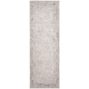 Meadow Taupe/Grey 3 ft. x 8 ft. Geometric Abstract Runner Rug