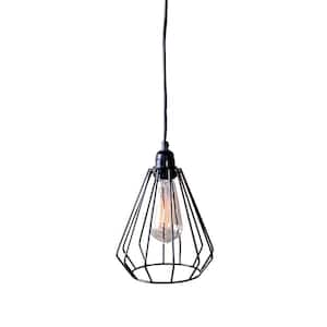 Antonia 10 in. 1-Light Indoor Black Finish Pendant Lamp with Light Kit