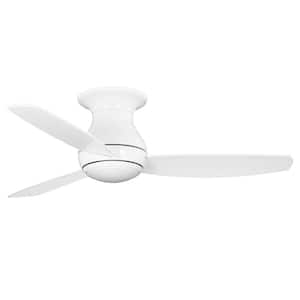 Curva Sky 52 in. Outdoor Matte White Hugger Ceiling Fan with LED Light and Remote Control