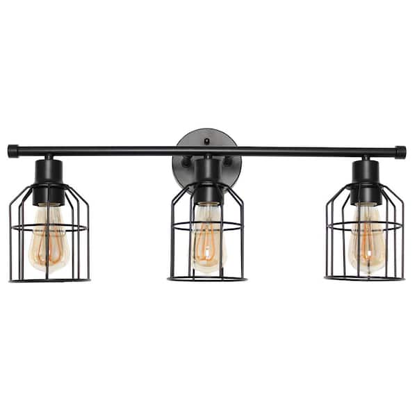 Lalia Home 3-Light Matte Black Industrial Wired Vanity Light
