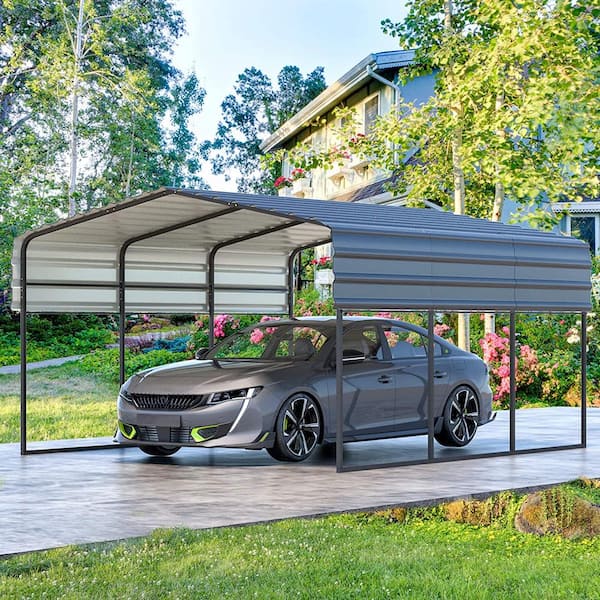 MELLCOM 10 ft. W x 15 ft. D x 8.4 ft. H Carport with Galvanized Steel Roof, Multi-Use Shelter, Sturdy Metal Carport