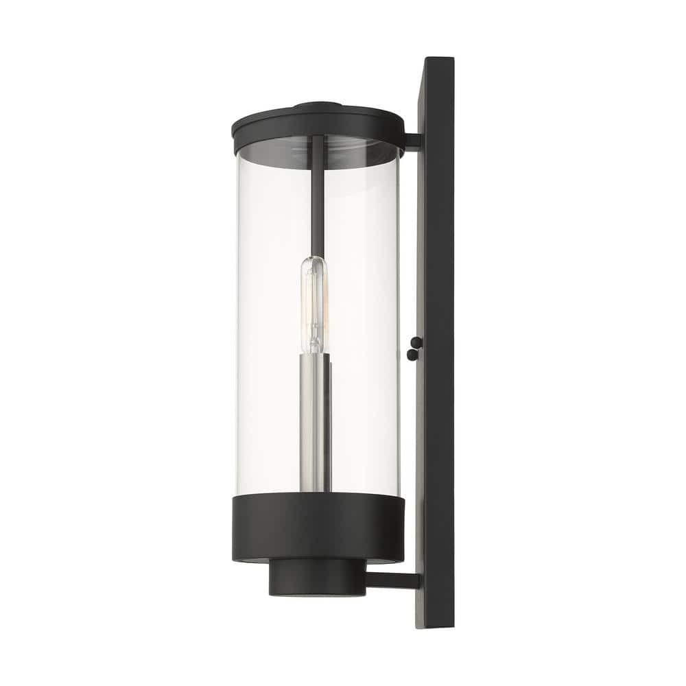 Hillcrest Textured Black Stainless Steel 2-Light Outdoor Wall Lantern