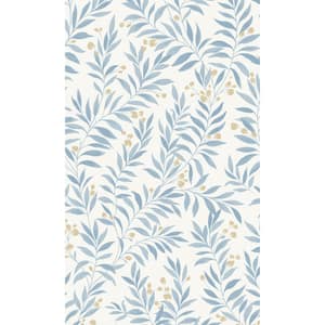 Blue Minimalist Tropical Prints 971 57 sq. ft. Non-Woven Non-Pasted Double Roll Textured Wallpaper