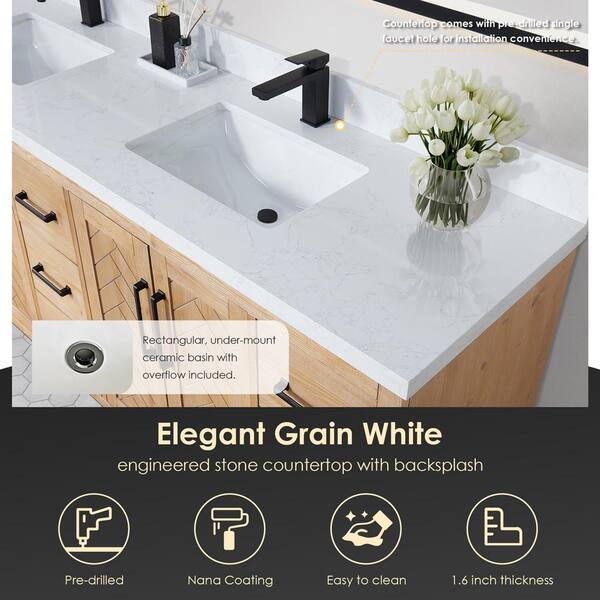 Altair Anais 84 in. W x 22 in. D x 33 in. H Double Sink Bath