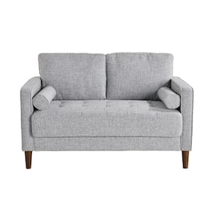 Lillith 51.6 in. Light Gray Tufted Polyester 2-Seater Loveseat with Square Arms