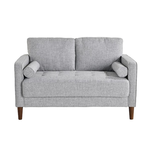 Lifestyle Solutions Lillith 51.6 in. Light Gray Tufted Polyester 2-Seater Loveseat with Square Arms