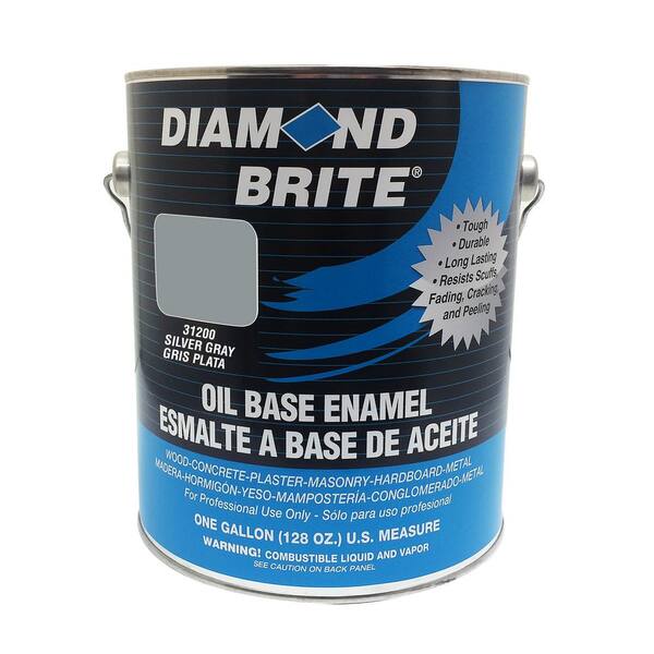 Diamond Brite Paint 1 Gal Silver Gray Oil Base Enamel Interior Exterior Paint 31200 1 The Home Depot