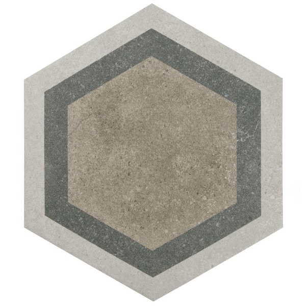 Merola Tile Traffic Hex Combi Grey 8-5/8 in. x 9-7/8 in. Porcelain Floor and Wall Take Home Tile Sample