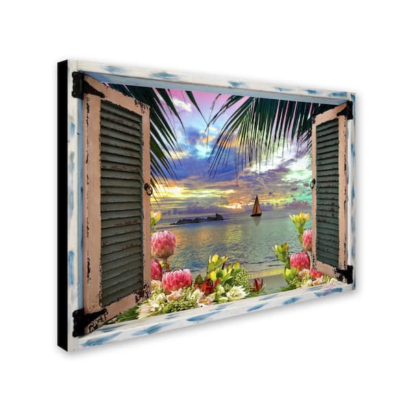Trademark Fine Art 24 in. x 32 in. "Tropical Window to Paradise III" by Leo Kelly Printed Canvas Wall Art