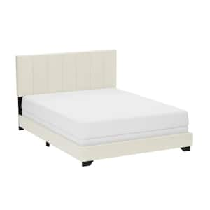 Everlee Queen Upholstered Bed with Panel Headboard, Ivory