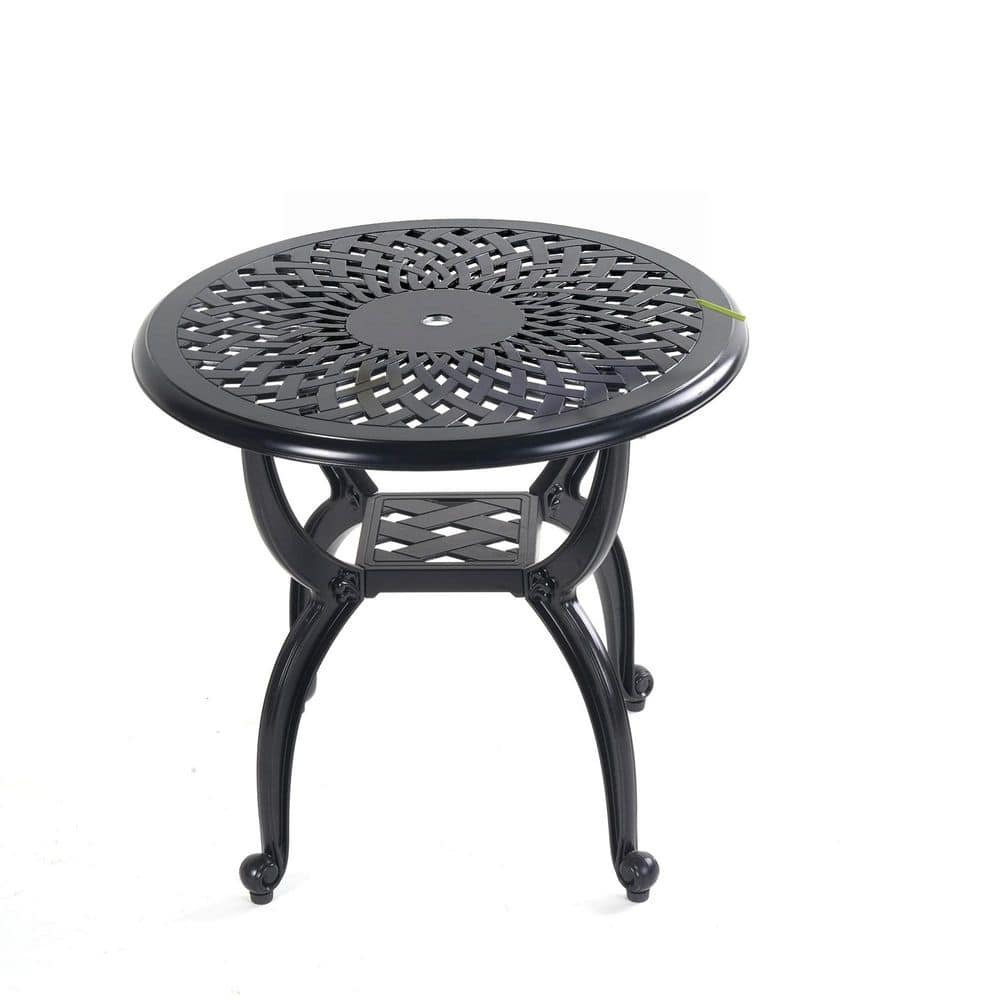 Black Cast Aluminum Round Outdoor Patio Side Table ,Small Outdoor Table, Perfect for Patio, Backyard Or Garden price history on PriceWatchPro