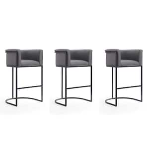 Cosmopolitan 37.8 in. Grey and Black Metal Barstool (Set of 3)