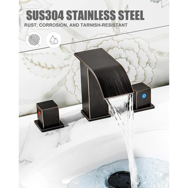 8 in. Widespread Double-Handle Waterfall Bathroom Faucet in Oil Rubbed Bronze