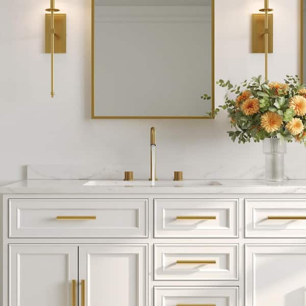 Gooseneck Spout High-Arc 3-Hole 8 in. Widespread Double Handle Bathroom Faucet in Brushed Gold Pop-Up Drain Included