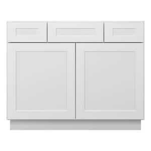 42-in W X 21-in D X 34.5-in H in Shaker White Plywood Ready to Assemble Floor Vanity Sink Base Kitchen Cabinet