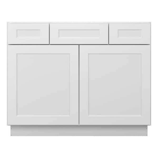 HOMEIBRO 42-in W X 21-in D X 34.5-in H in Shaker White Plywood Ready to Assemble Floor Vanity Sink Base Kitchen Cabinet