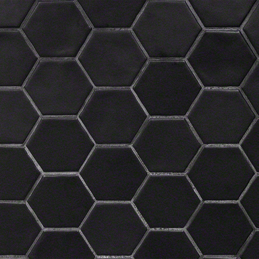 Milton Black Matte Ceramic Hexagonal Mosaic Tile