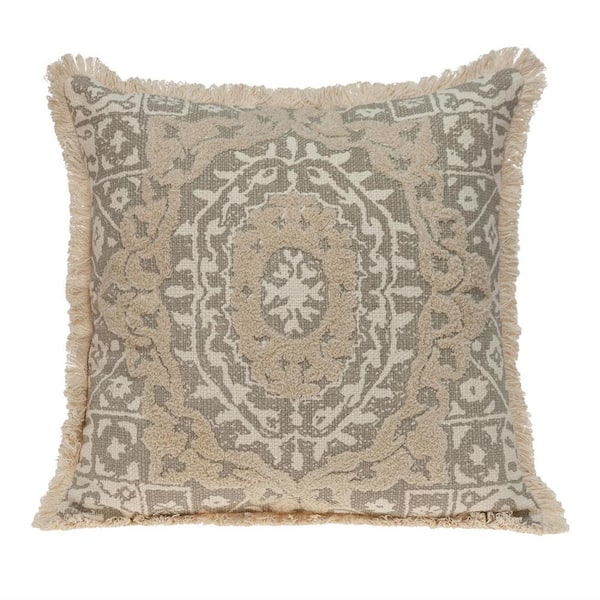 Abu Transitional Beige Throw Pillow