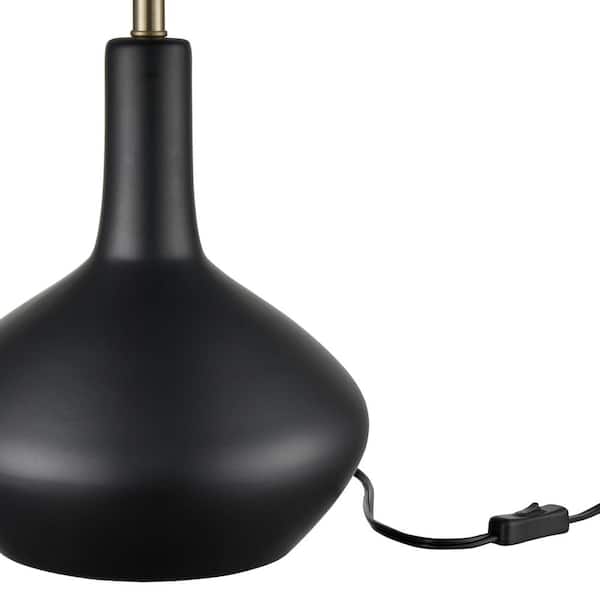 Light Society Kurvena 21.6 in. Black Table Lamp with Fabric