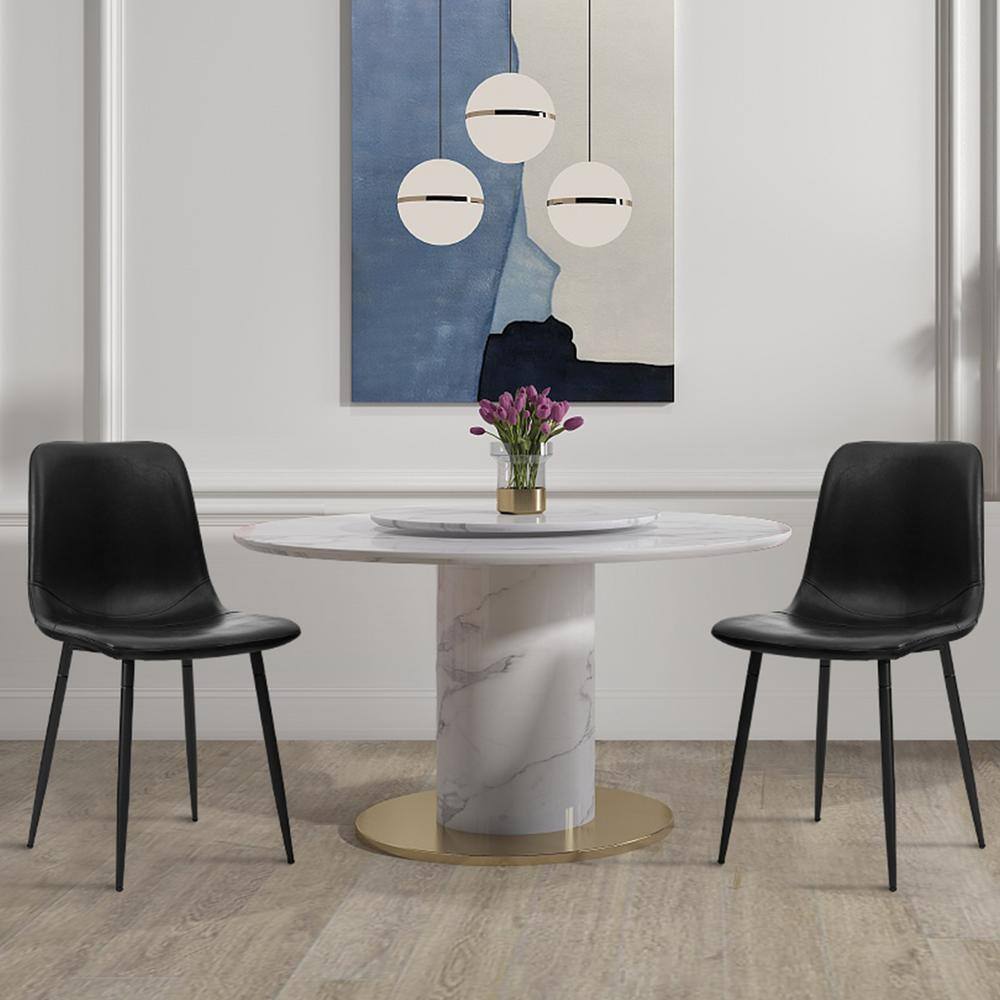 Living Monte Dining Chair in Black Faux Leather and Black Powder Coat Finis