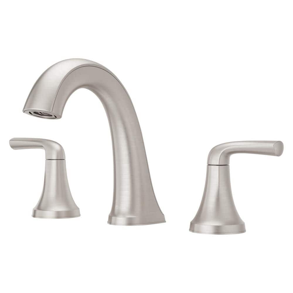 McAllen 8 in. Widespread Double Handle High Arc Bathroom Faucet with Drain Kit Included in Spot Defense Brushed Nickel price history on PriceWatchPro