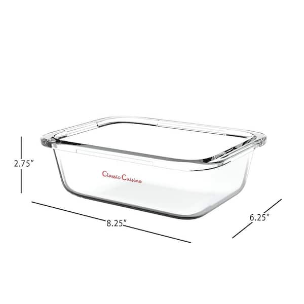 Glass Food Storage Containers-4 Three Compartment Portion Control Meal Prep  Glassware and Snap Shut Lids-Microwave, Dishwasher Safe by Classic Cuisine  
