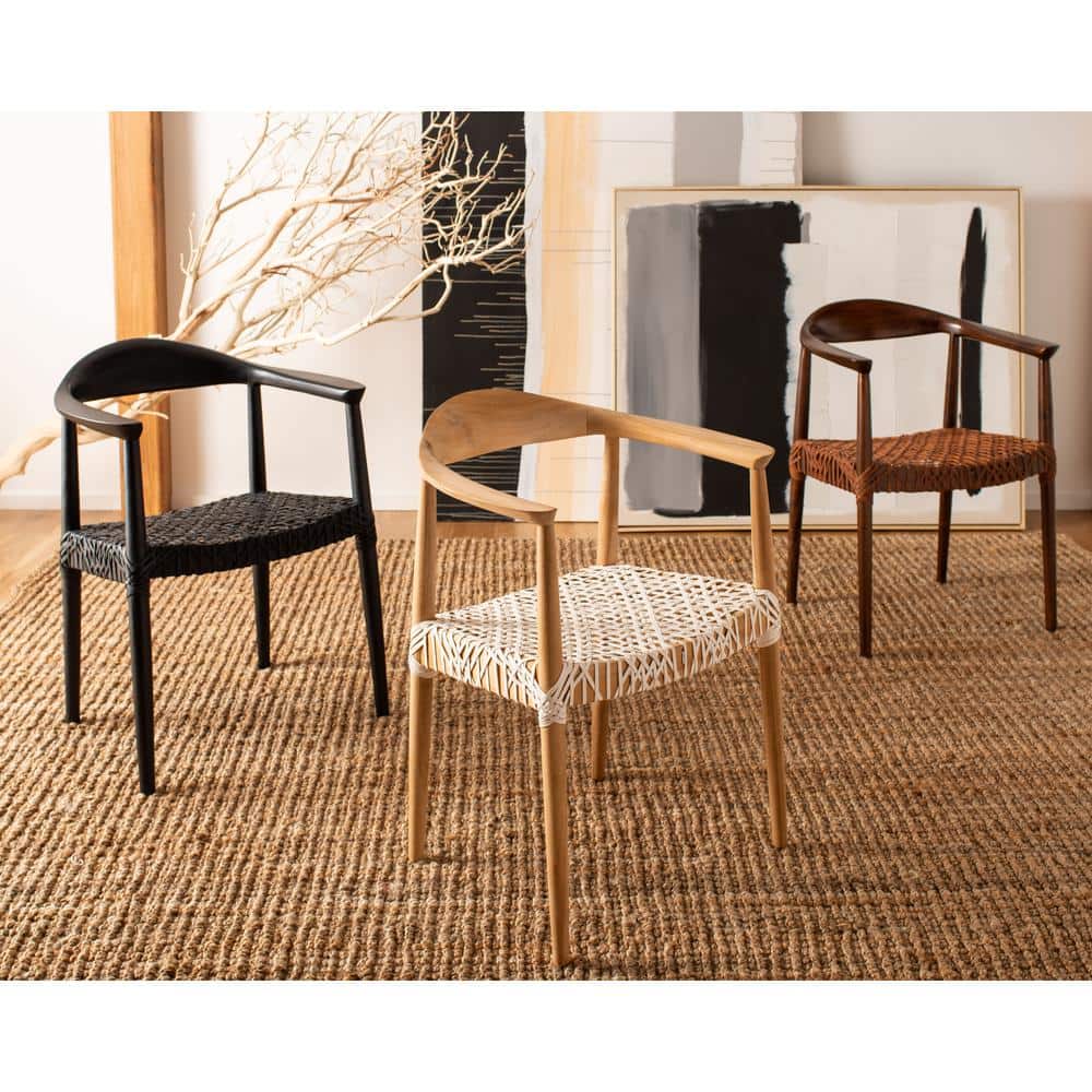 Juneau Mid-Century Walnut Brown Leather Accent Chair