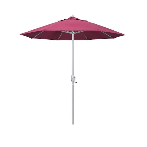 California Umbrella 7.5 ft. Matted White Aluminum Market Patio Umbrella Auto Tilt in Hot Pink Sunbrella