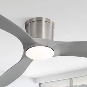 52 in. Integrated LED Indoor/Outdoor Gray Ceiling Fan with Light Kit and Remote Control, Reversible MotorControl