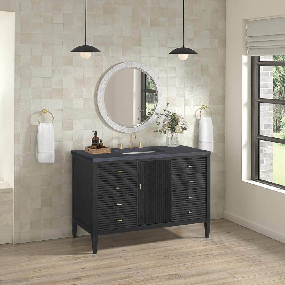 Myrrin 48.0 in. W x 23.5 in. D x 34.06 in. H Single Bathroom Vanity Carbon Oak and Charcoal Soapstone Quartz Top price history on PriceWatchPro