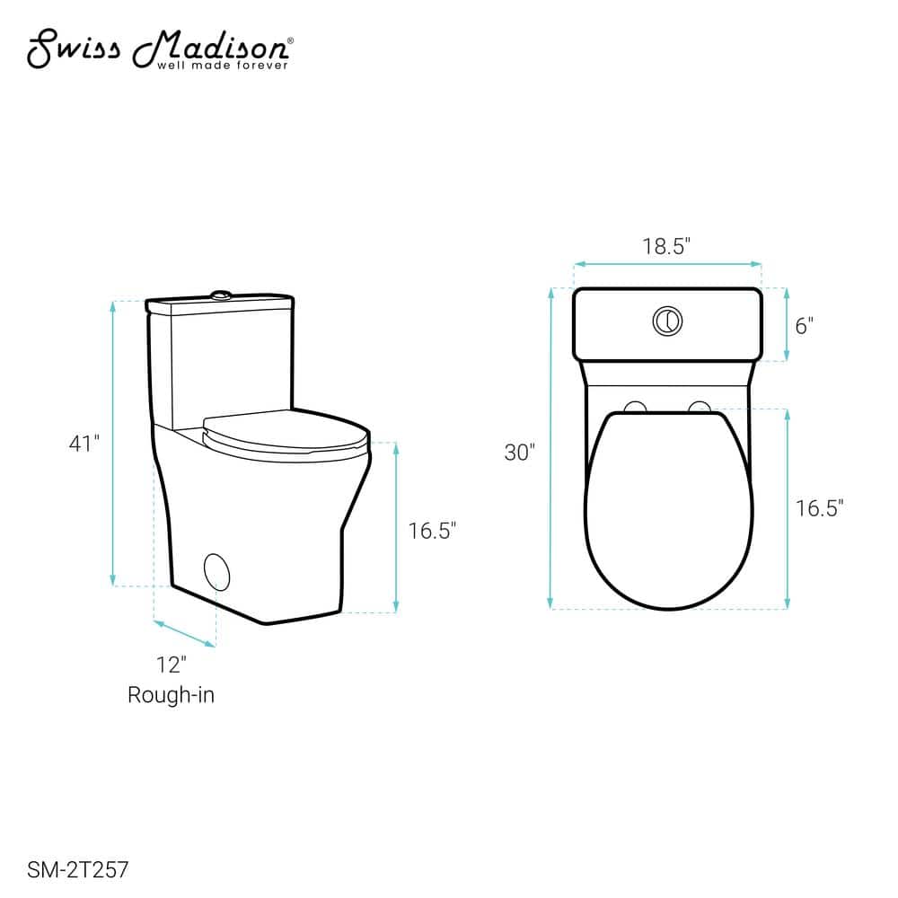 Glossy White Round Two-Piece Dual Flush Toilet