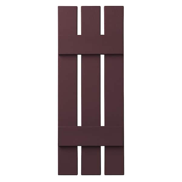 Ply Gem 12 in. x 35 in. Polypropylene 3-Board Open Board and Batten Shutters Pair in Vineyard Red