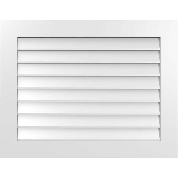 Ekena Millwork 36" x 28" Rectangular White PVC Paintable Gable Louver Vent Non-Functional