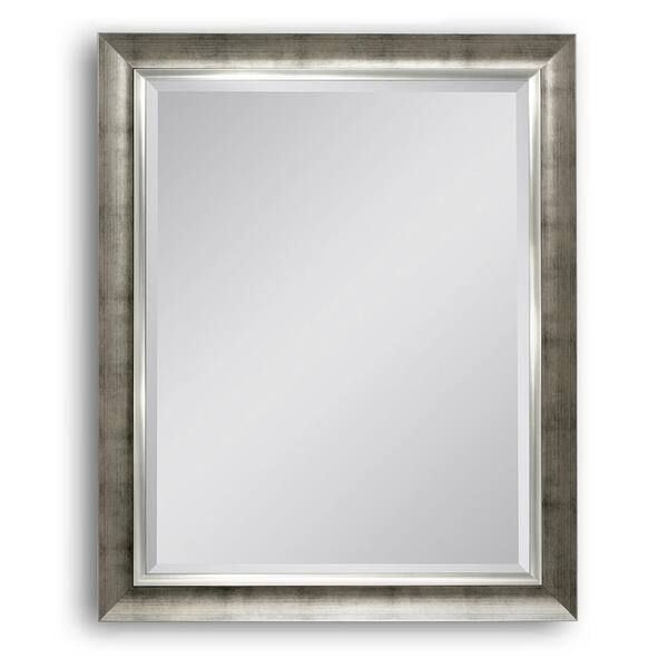 Deco Mirror 23 in. W x 29 in. H Framed Rectangular Beveled Edge Bathroom Vanity Mirror in Brush Champagne