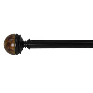 32 in. - 86 in. Adjustable Single Curtain Rod in Black with Demi Finial