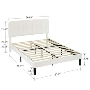 Modern Bedroom Set 4-Piece with LED Dresser, 2 Industrial Nightstands, and Full Upholstered Metal Bed Frame, White