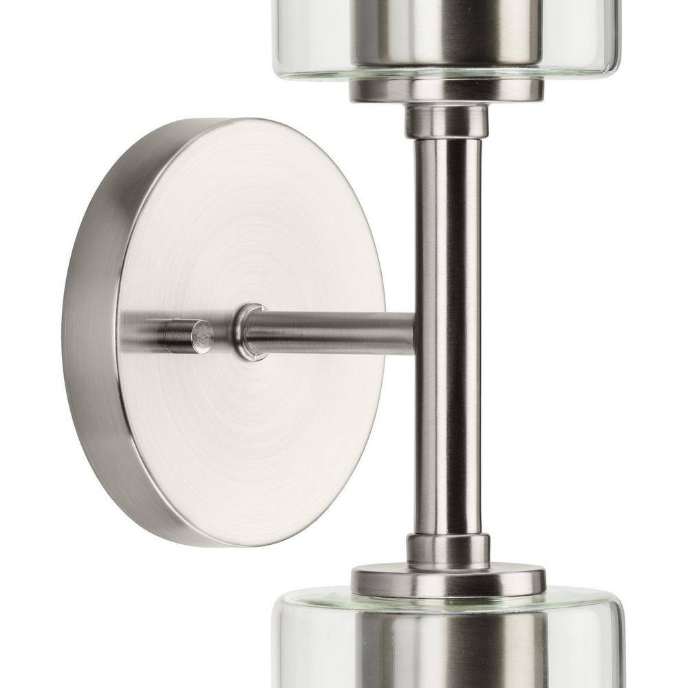 Cofield Brushed Nickel 2-Light Wall Sconce with Cylindrical Glass Shades