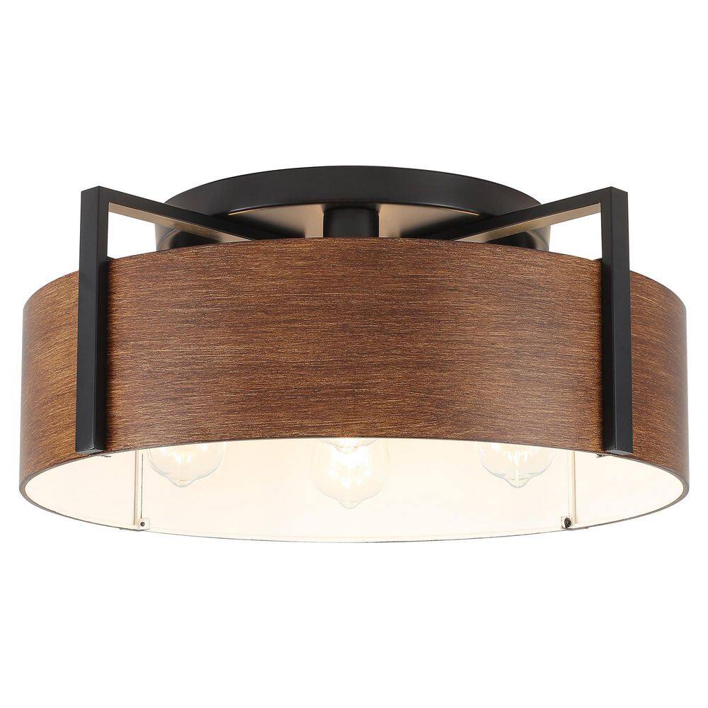 20.47 in. 4-Light Black & Brown Modern Semi Flush Mount Ceiling Light with Drum Metal Shade for Living Room price history on PriceWatchPro