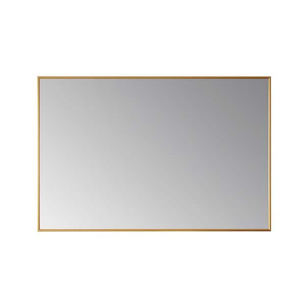 ROSWELL Viella 48 in. W x 32 in. H Rectangular Aluminum Framed Wall Bathroom Vanity Mirror in Gold
