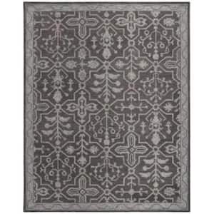 5 X 8 Gray and Ivory Floral Area Rug