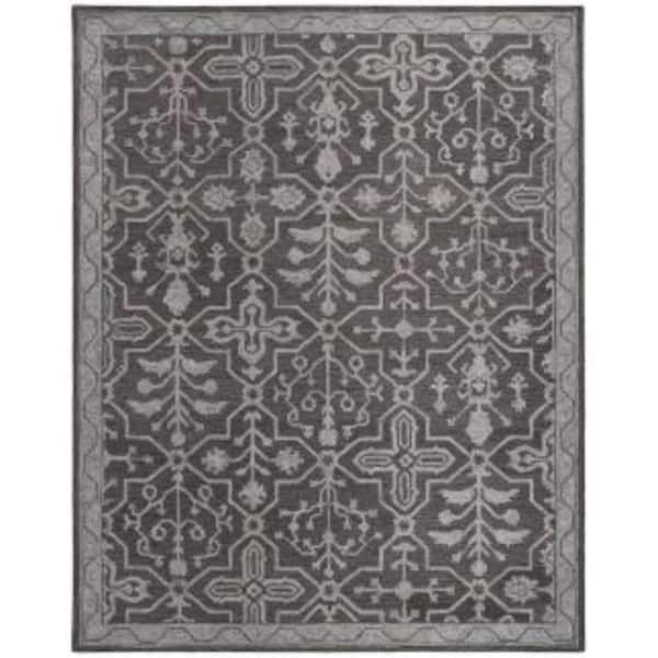 HomeRoots 5 x 8 Gray and Ivory Floral Area Rug